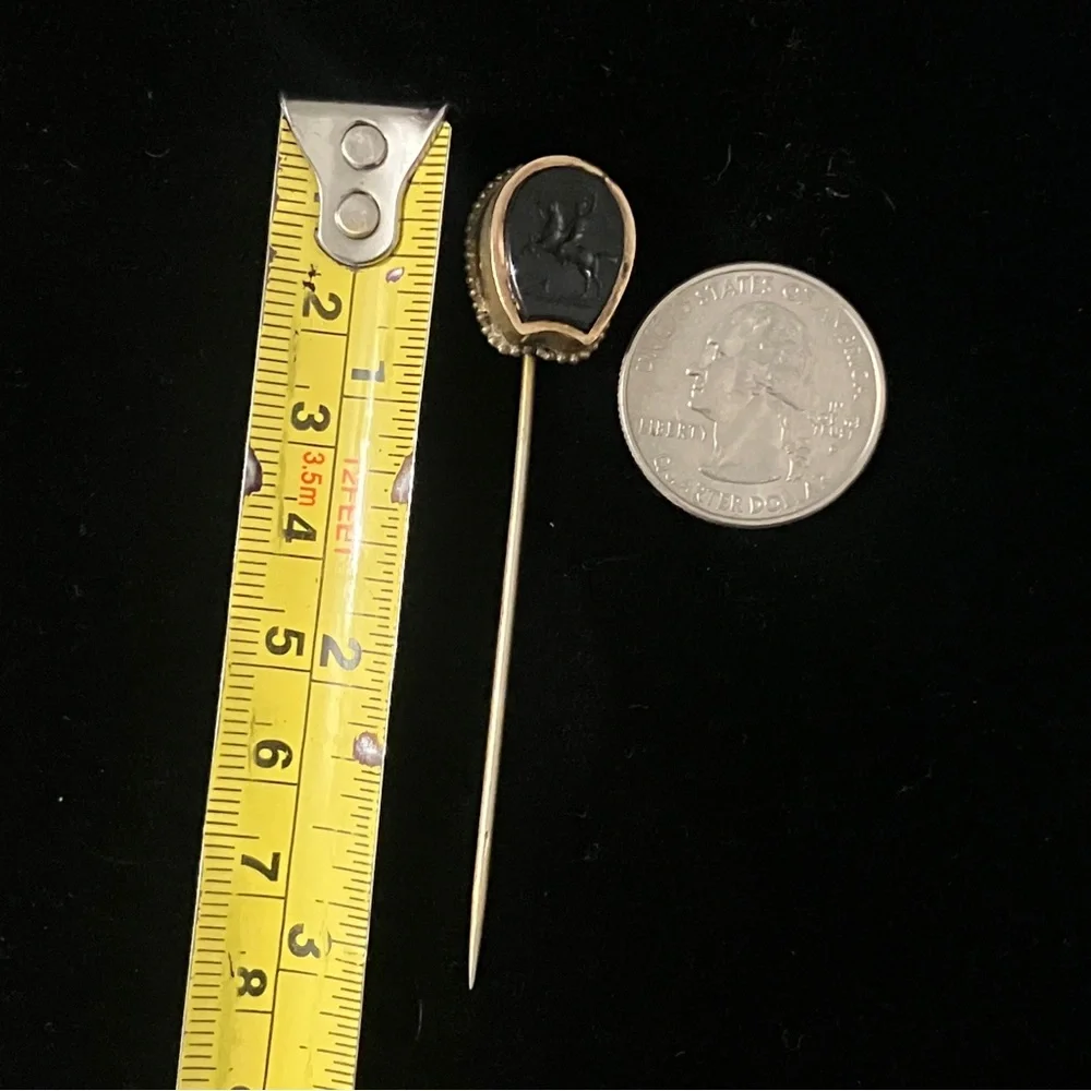 Antique Stick / Tie Pin with Roman Soldier on Horseback Intaglio